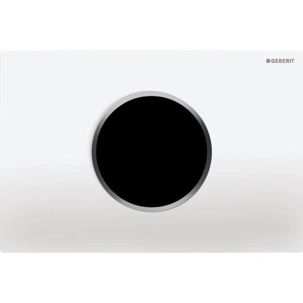 Geberit WC flush control with electronic flush actuation, mains operation, dual flush, flush plate Sigma10, automatic/touchless: white, matt chrome-plated 