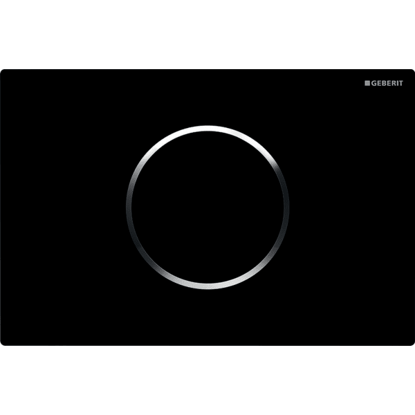 Geberit WC flush control with electronic flush actuation, mains operation, dual flush, flush plate Sigma10, automatic/touchless: black, gloss chrome-plated
