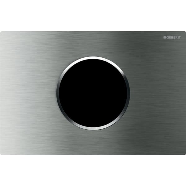 Geberit WC flush control with electronic flush actuation, mains operation, dual flush, flush plate Sigma10, automatic/touchless: brushed, polished