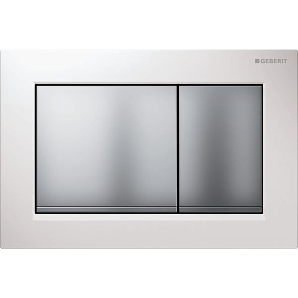 Geberit flush plate Omega30 for dual flush: white, matt chrome-plated