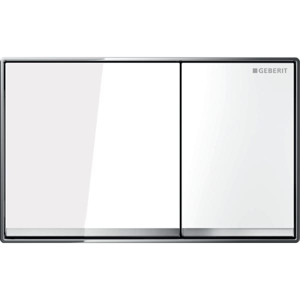 Geberit flush plate Omega60, for dual flush, surface-even: white, mirrored, gloss chrome-plated