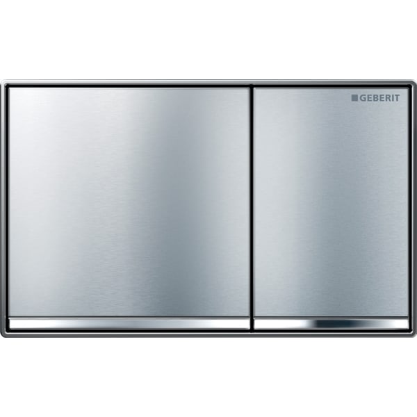 Geberit flush plate Omega60, for dual flush, surface-even: chrome-plated, brushed, easy-to-clean coated, gloss chrome-plated