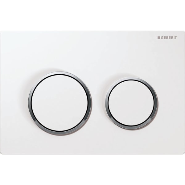 Geberit flush plate Omega20, for dual flush: white, gloss chrome-plated