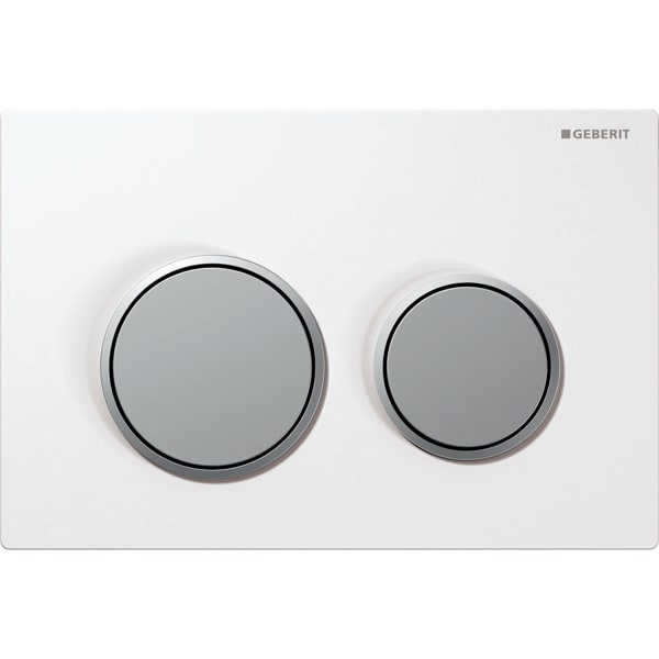 Geberit flush plate Omega20, for dual flush: white, matt chrome-plated