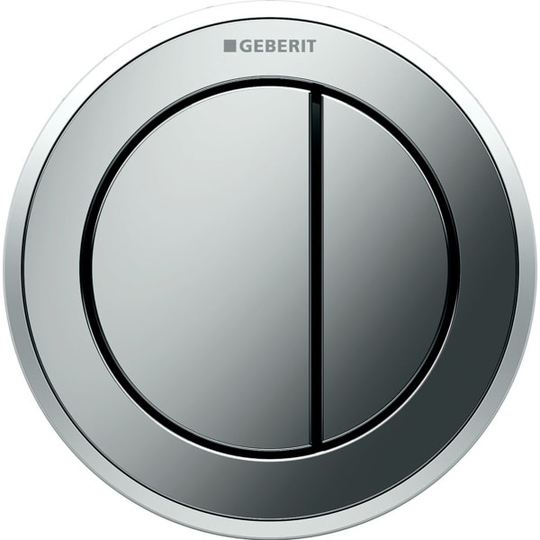 Geberit remote flush actuation type 10, pneumatic, for dual flush, furniture actuator: gloss chrome-plated, matt chrome-plated