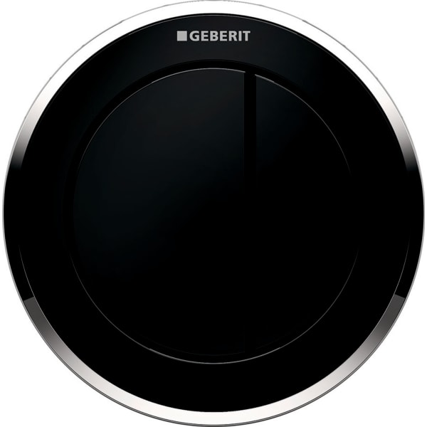 Geberit remote flush actuation type 10, pneumatic, for dual flush, furniture actuator: black, gloss chrome-plated