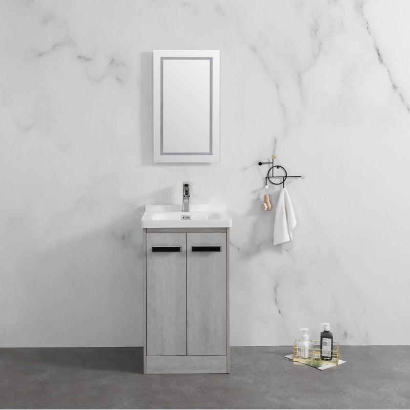 Delight Floor standing vanity (2 doors) (Ash grey) & ceramic basin Basin (DEL50GF)