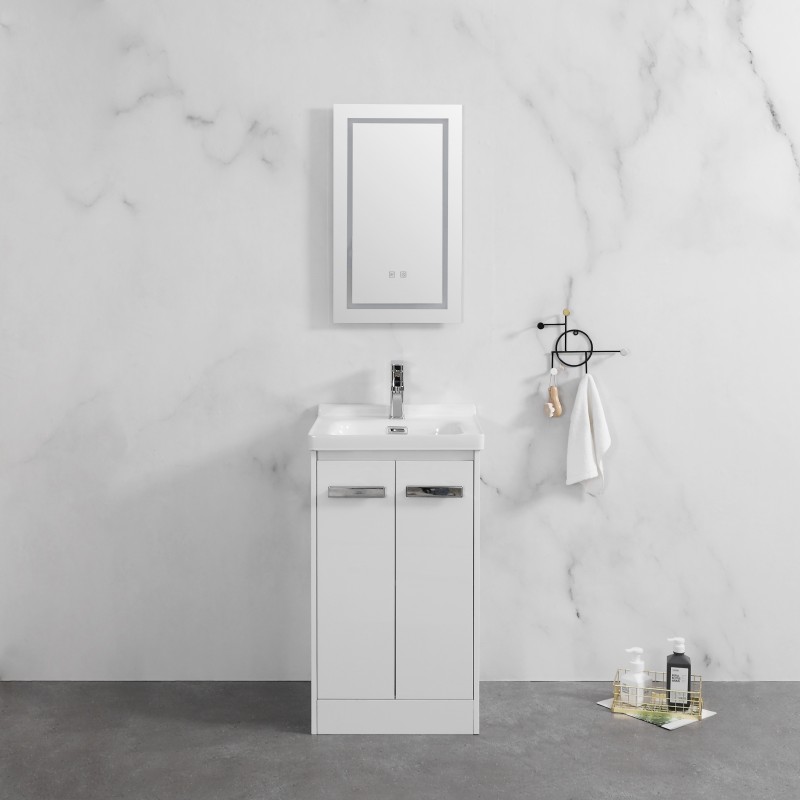 Delight Floor standing (2 door) vanity (Gloss white) & ceramic basin Basin (DEL50WF)