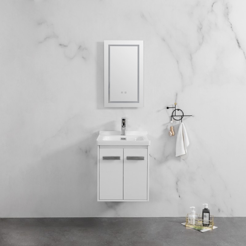 Delight wall mounted (2 doors) vanity (Gloss white) & ceramic basin Basin Basin (DEL50WW)