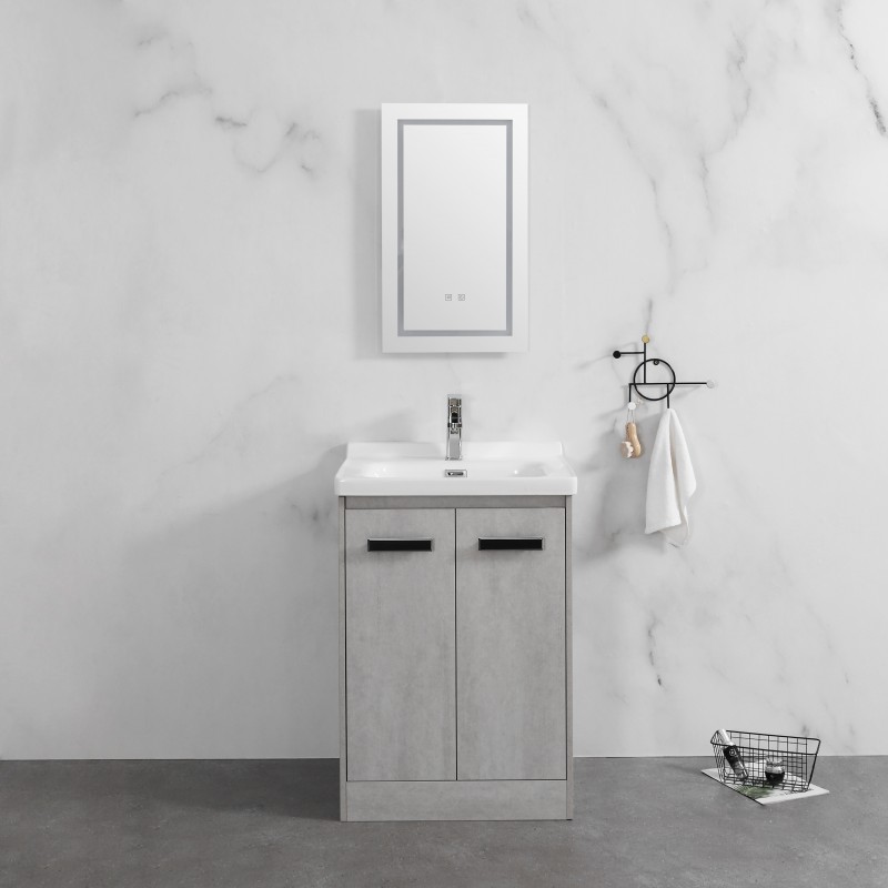 Delight floor standing (2 door) vanity (Ash grey) & ceramic basin Basin (DEL60GF)