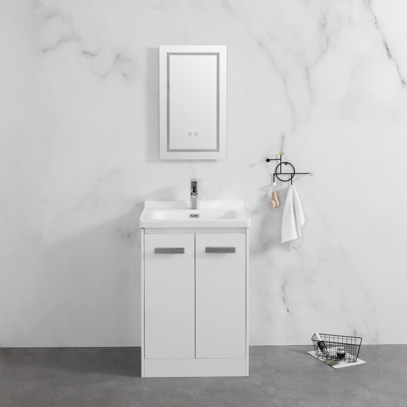 Delight floor standing (2 door ) vanity (Gloss white) & ceramic basin Basin (DEL60WF)