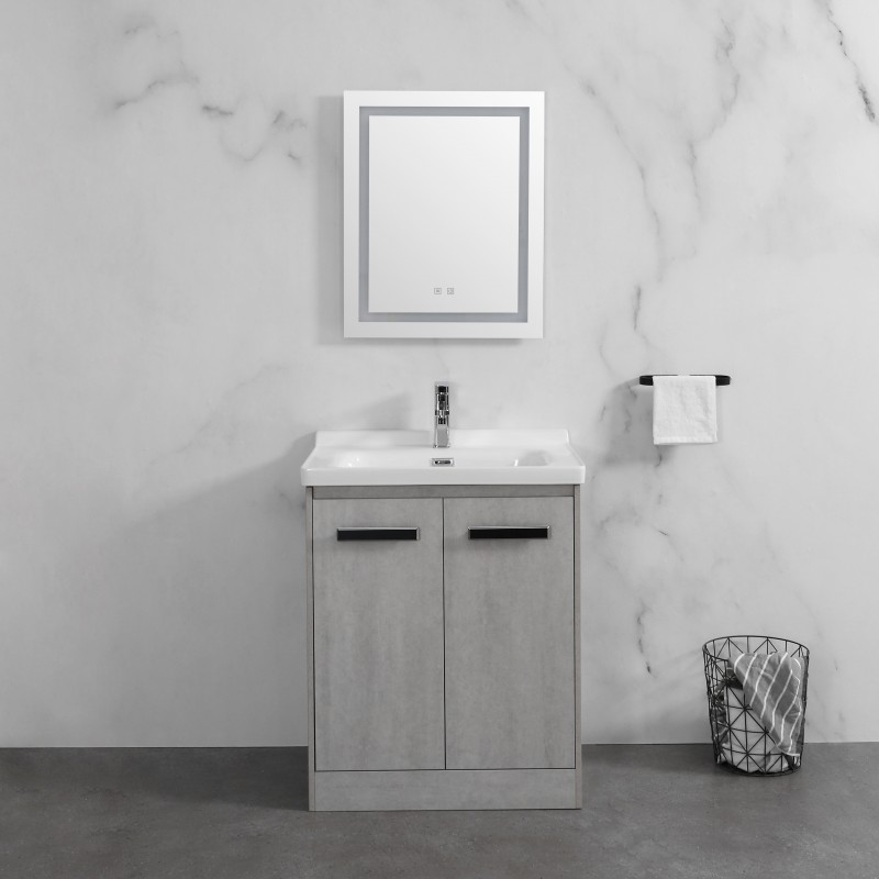 Delight floor standing (2 door) vanity (Ash grey) & ceramic basin Basin (DEL70GF)