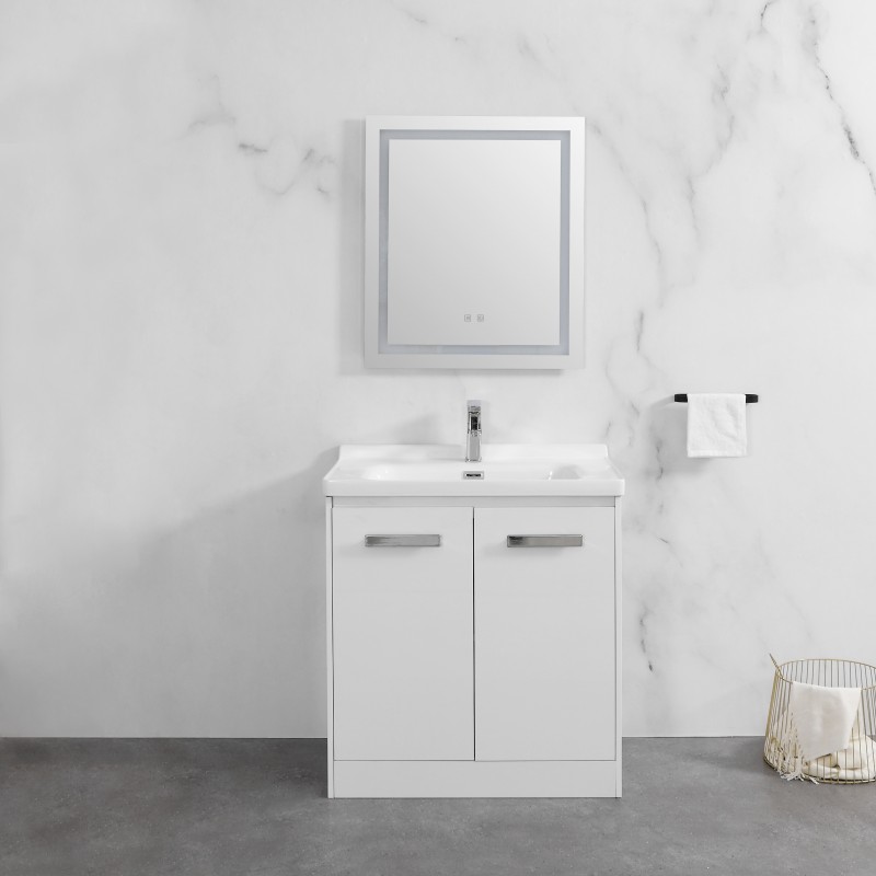 Delight floor standing (2 door) vanity (Gloss white) & ceramic basin Basin (DEL80WF)