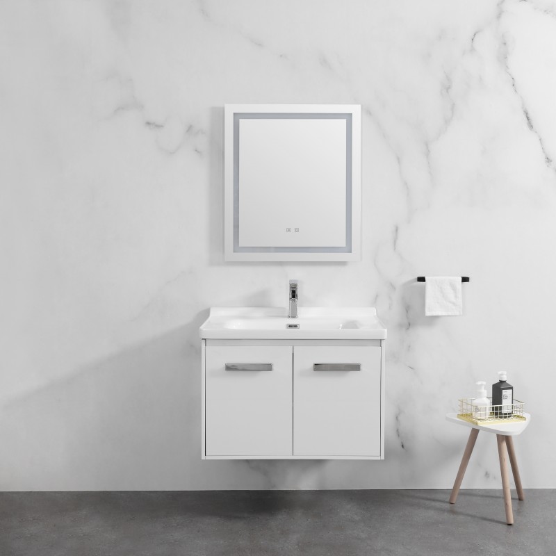 Delight wall mounted (2 doors) vanity (Gloss white) & ceramic basin Basin (DEL80WW)