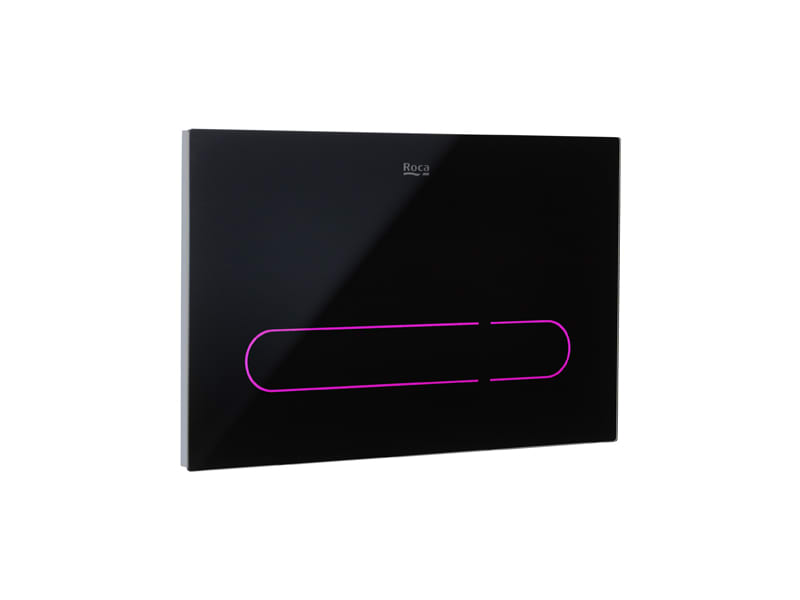 EP1 Electronic glass finished operating plate for concealed cistern with automatic or touchless dual flush and adjustable light in multiple colour choice