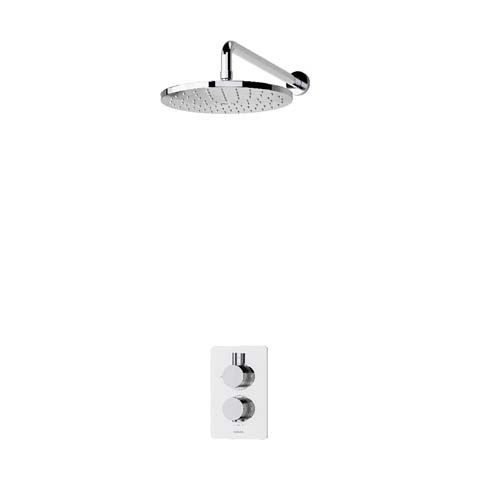 Concealed Thermostatic Mixer single with Wall Fixed head - Round
