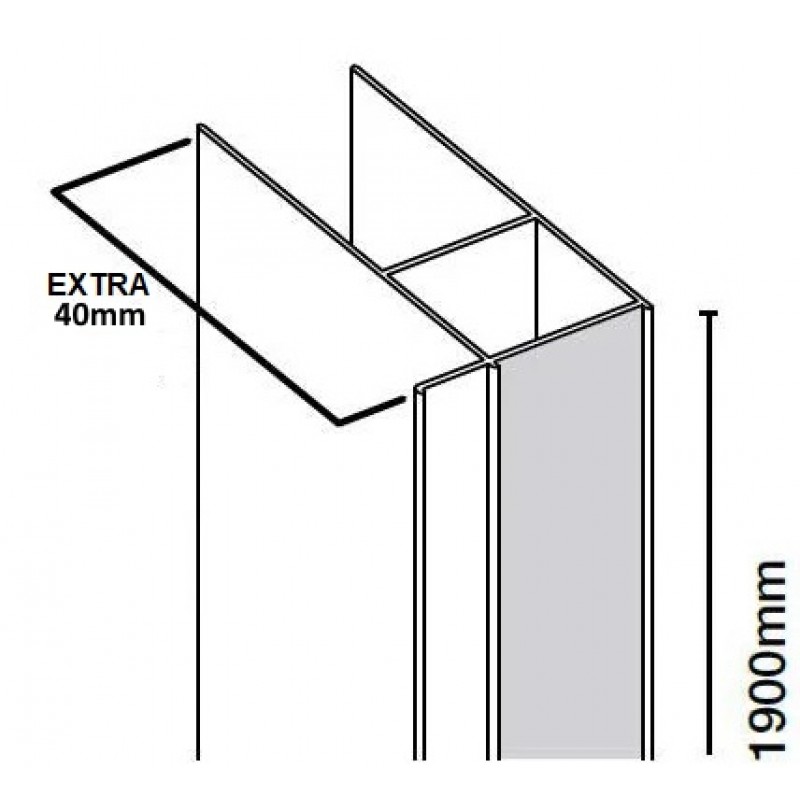 Exstension Profile 40Mm For 6Mm Glass - 1900Mm (EP-06)