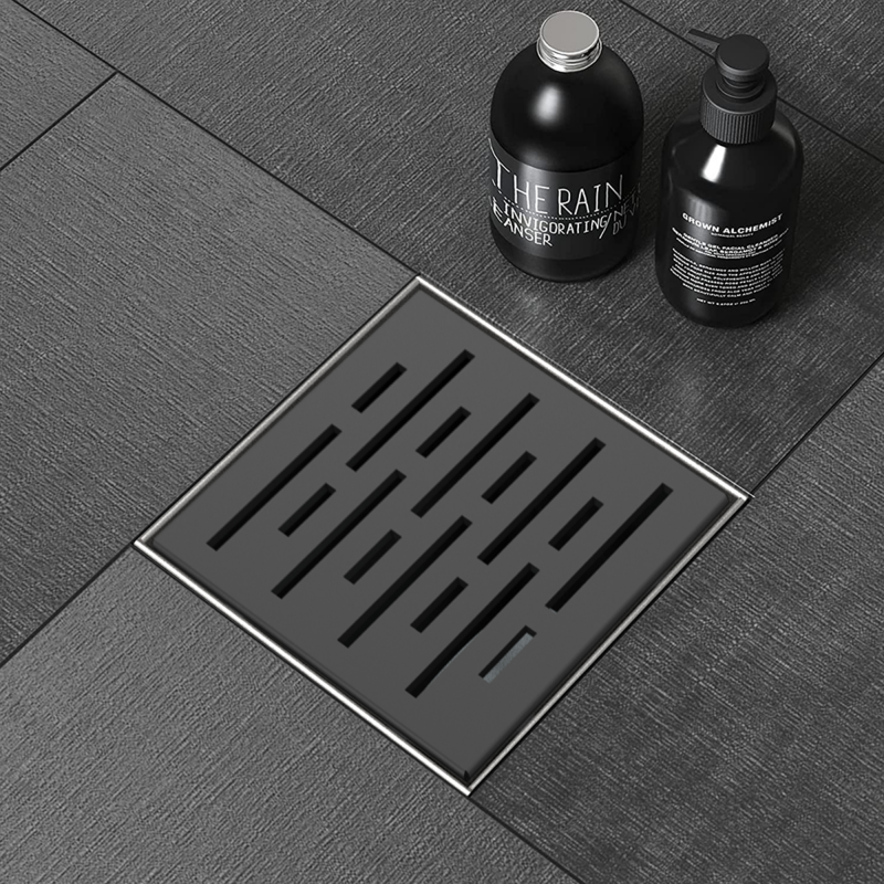 Elegance shower grate & drain (Square) - 150 x 150mm Matt Black (ESG15-B)