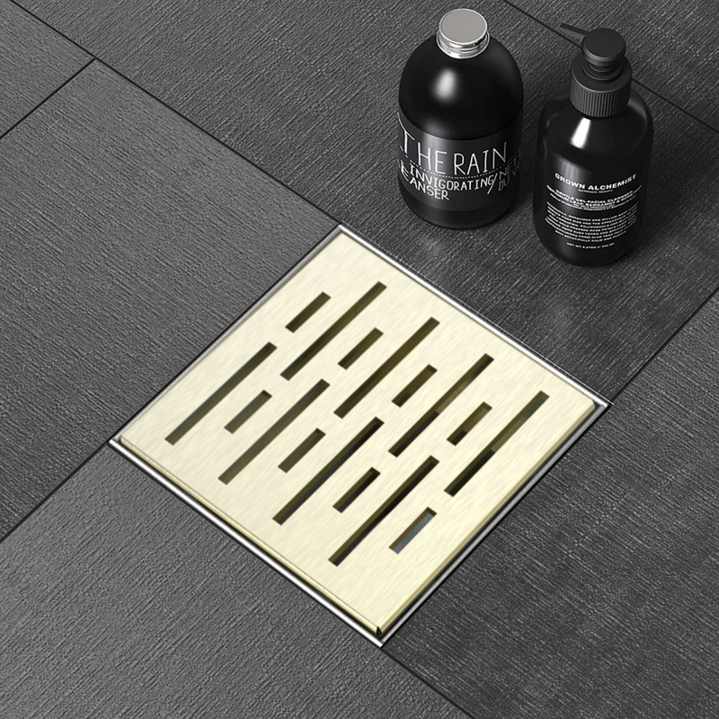Elegance shower grate & drain (Square) - 150 x 150mm Brush Gold (ESG15-G)