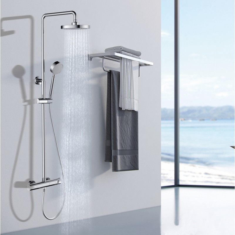 Economy thermostatic shower (2 outlet) with rigid riser high adjustable rail kit (ETS10)