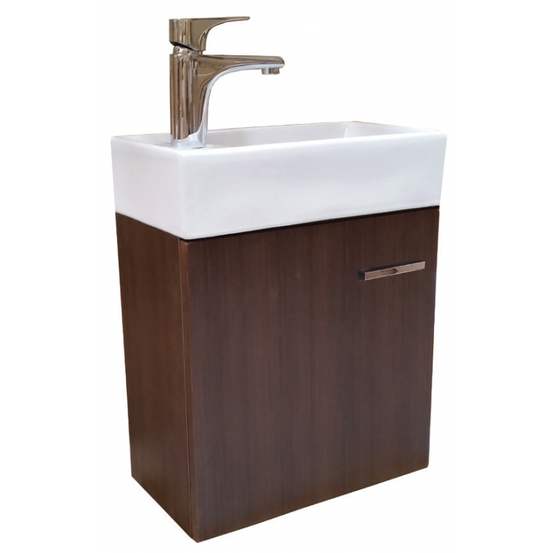 Flora wall hung square vanity & ceramic basin (Colour - Chestnut) Basin (F6CH)