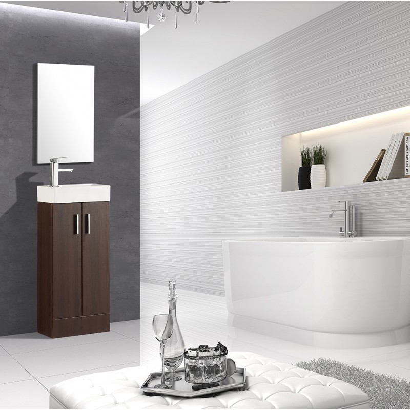 Flora Floor standing square vanity & ceramic basin (Colour -Chestnut) Basin (F7CH)