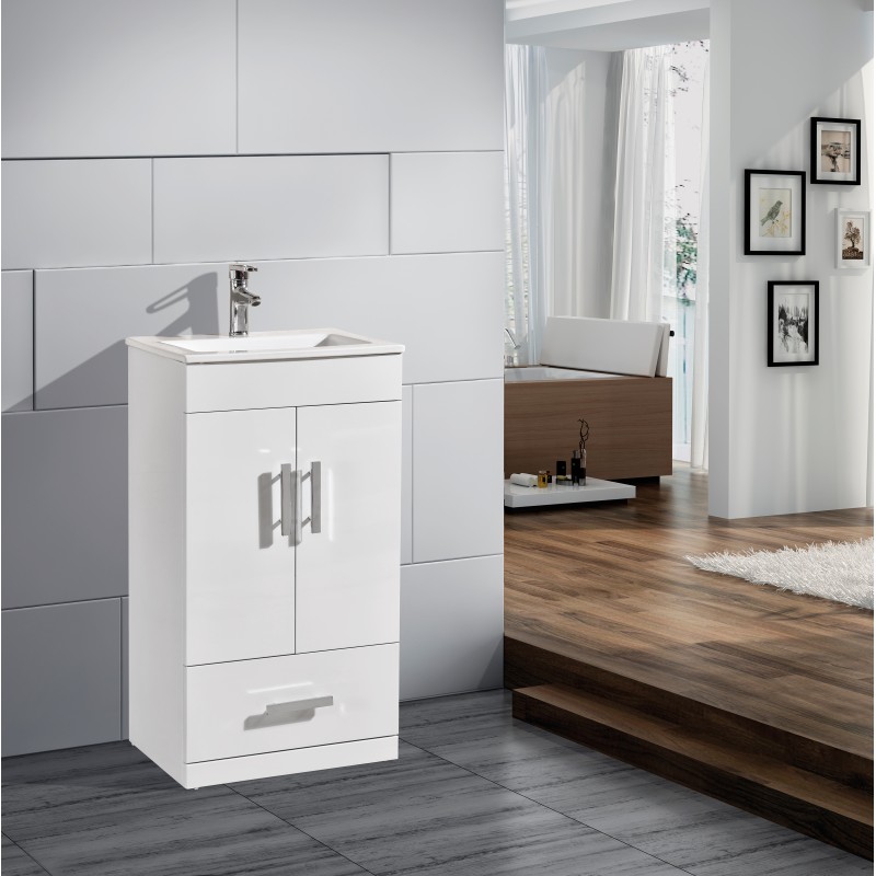 Fella floor mounted vanity unit (2 Doors & 1 Drawer) & ceramic basin (FEL500)