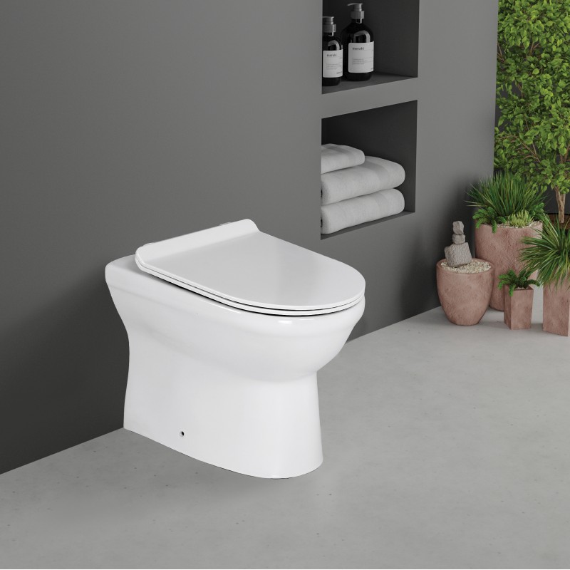 Flex short projection back to wall WC pan with soft close seat (FLE002)