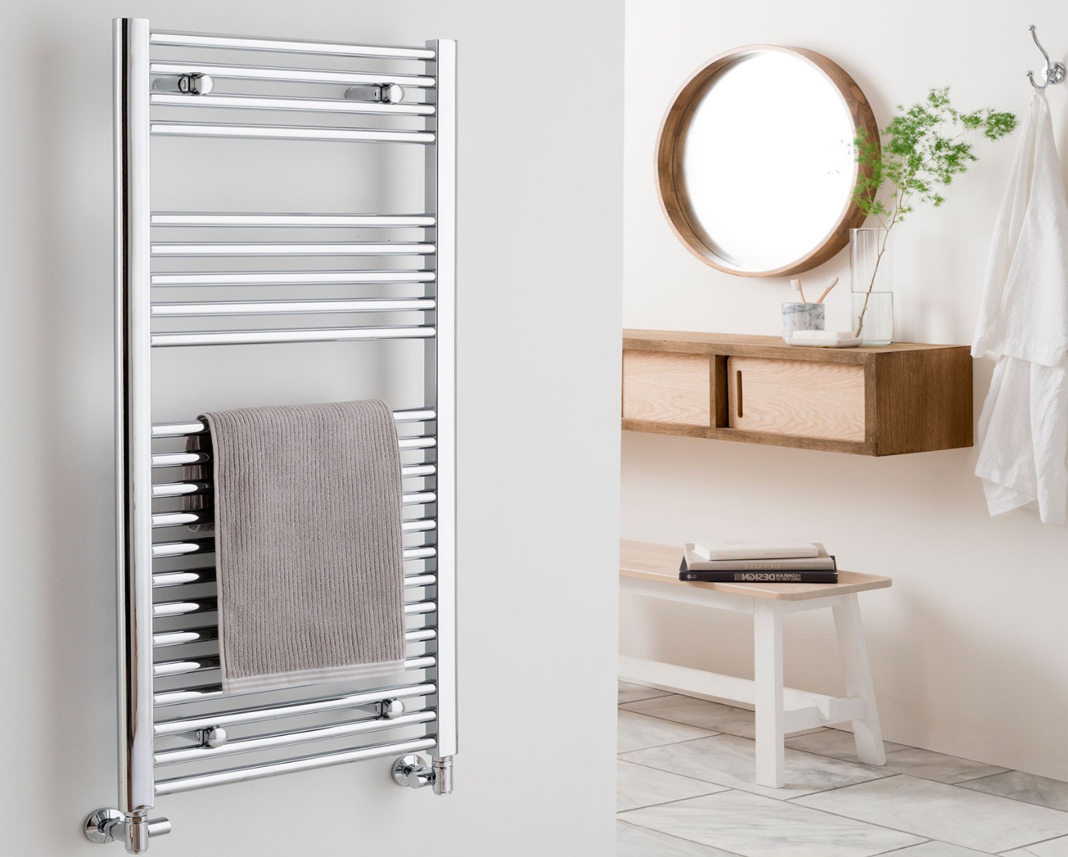 Ladder Rails Focus (straight) Heating Only - White 800x300