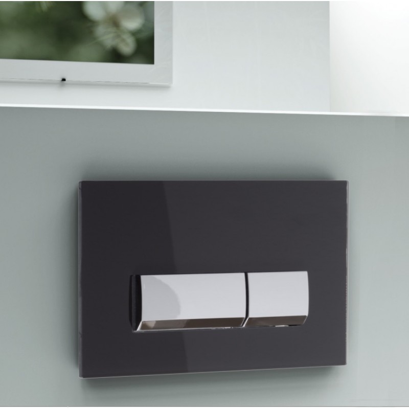 EURO VIVENTE DUAL FLUSH PLATE - GLASS BLACK Only compatible with WHF1000 and WHF (FP54-G001)
