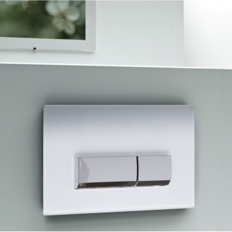 EURO VIVENTE DUAL FLUSH PLATE - GLASS WHITE Only compatible with WHF1000 and WHF (FP54-G003)