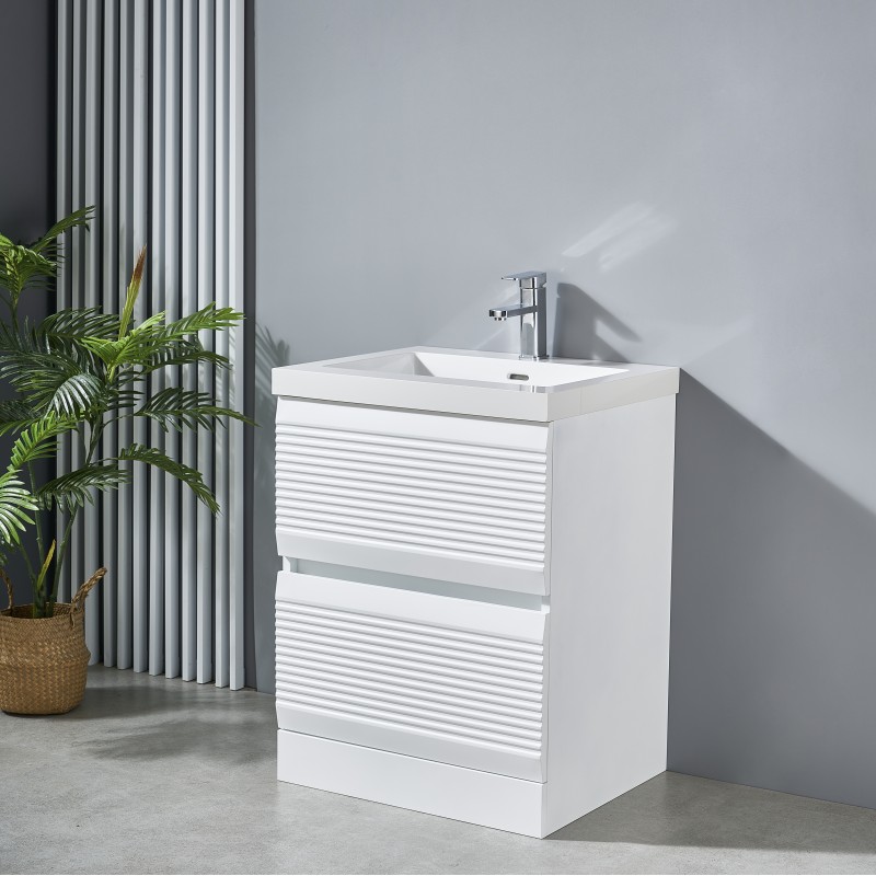 Grace stainless steel two drawers floor standing vanity & porcelain top, undermo (GRA-60WF)