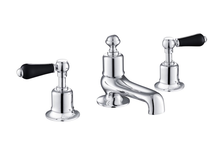 JTP - Grosvenor Black, Lever 3 Hole Deck Mounted Bath Filler