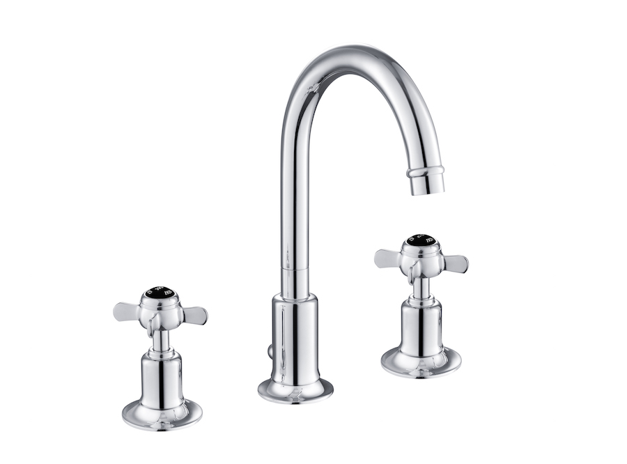JTP - Grosvenor Black, Pinch 3 Hole Basin Mixer