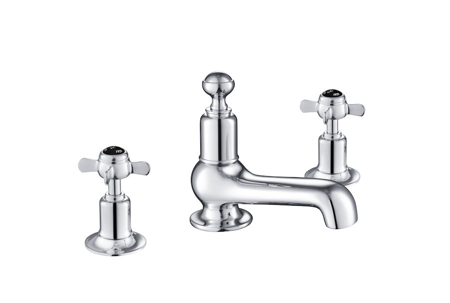 JTP - Grosvenor Black, Pinch 3 Hole Deck Mounted Basin Mixer