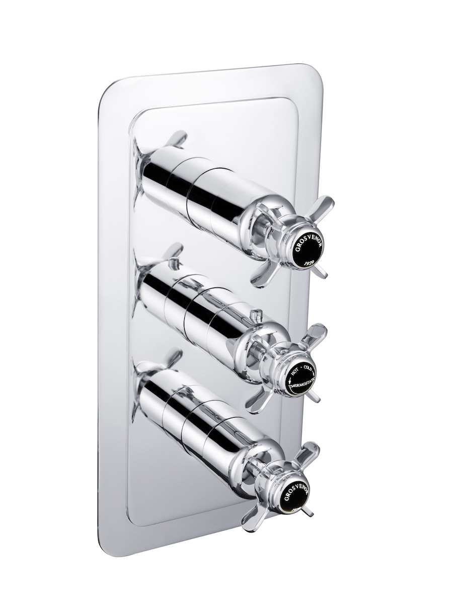 JTP - Grosvenor Black, Pinch Thermostatic 3 Outlet Shower Valve