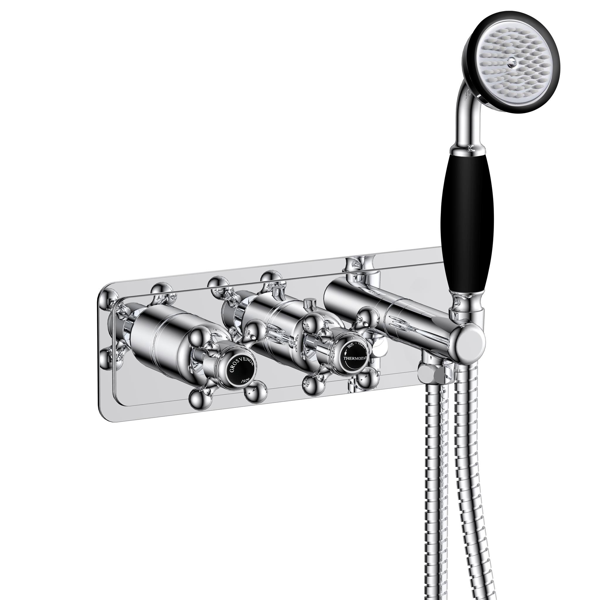 JTP - Grosvenor Cross Thermostatic Concealed 2 Outlet Valve + Handset