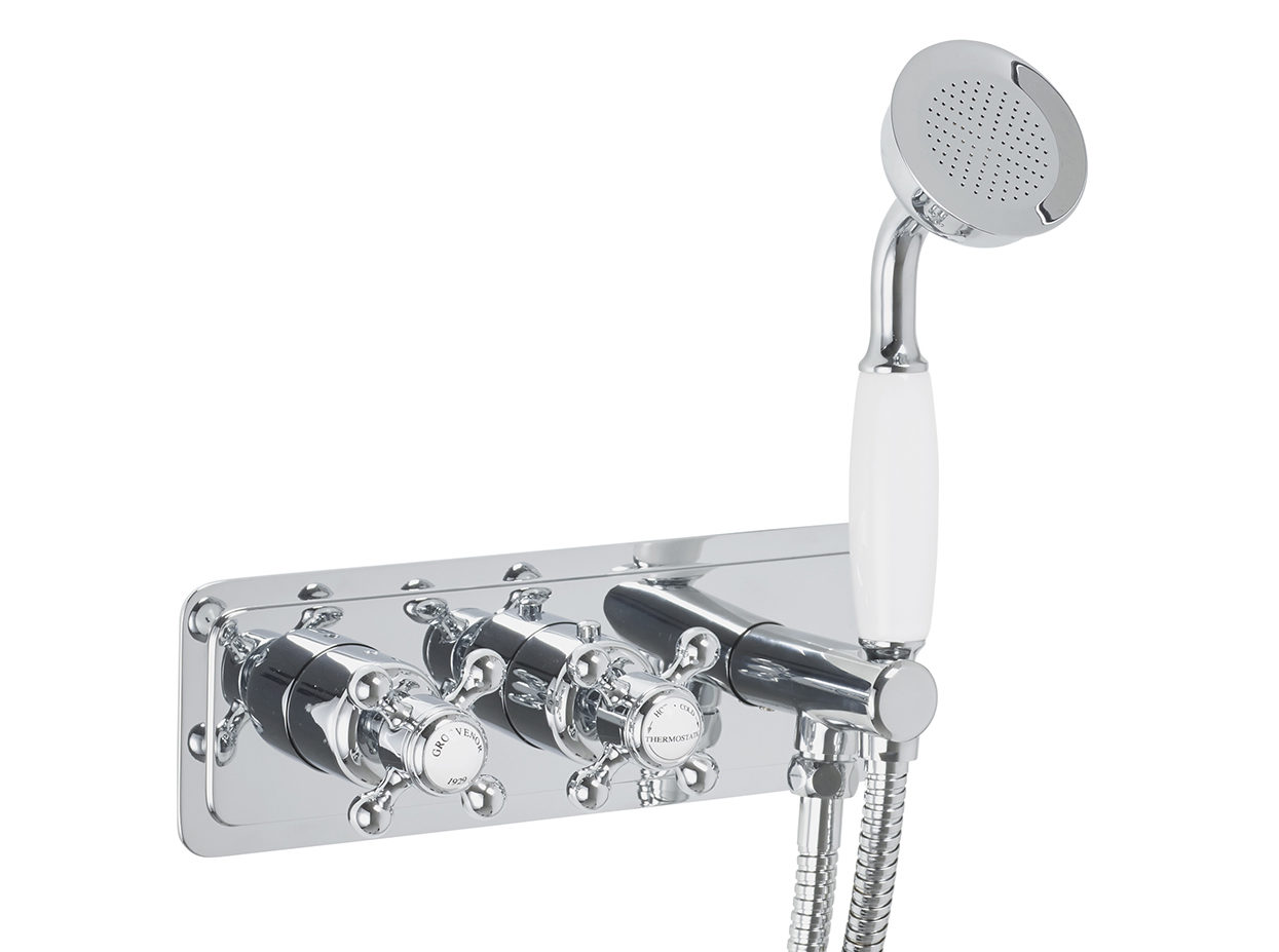 JTP - Grosvenor Cross Thermostatic Concealed 2 Outlet Valve + Handset