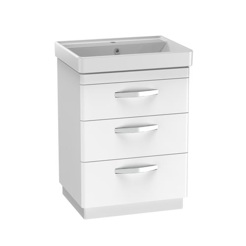 Compass 600 Three Drawer Vanity Unit - Gloss White