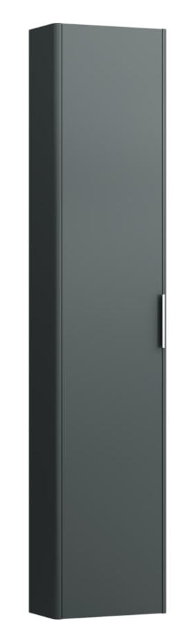 Base Tall cabinet, with small projection, door, right hinged, fixed shelf, glass shelves, design matches vanity units