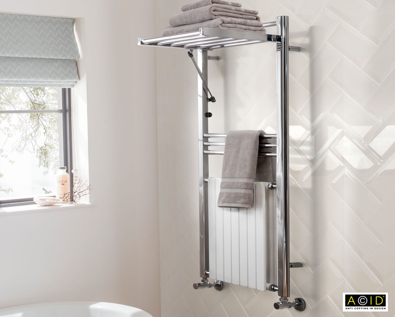 Contemporary Harmonique Duo Towel Rail Heating-Chrome 1200x600