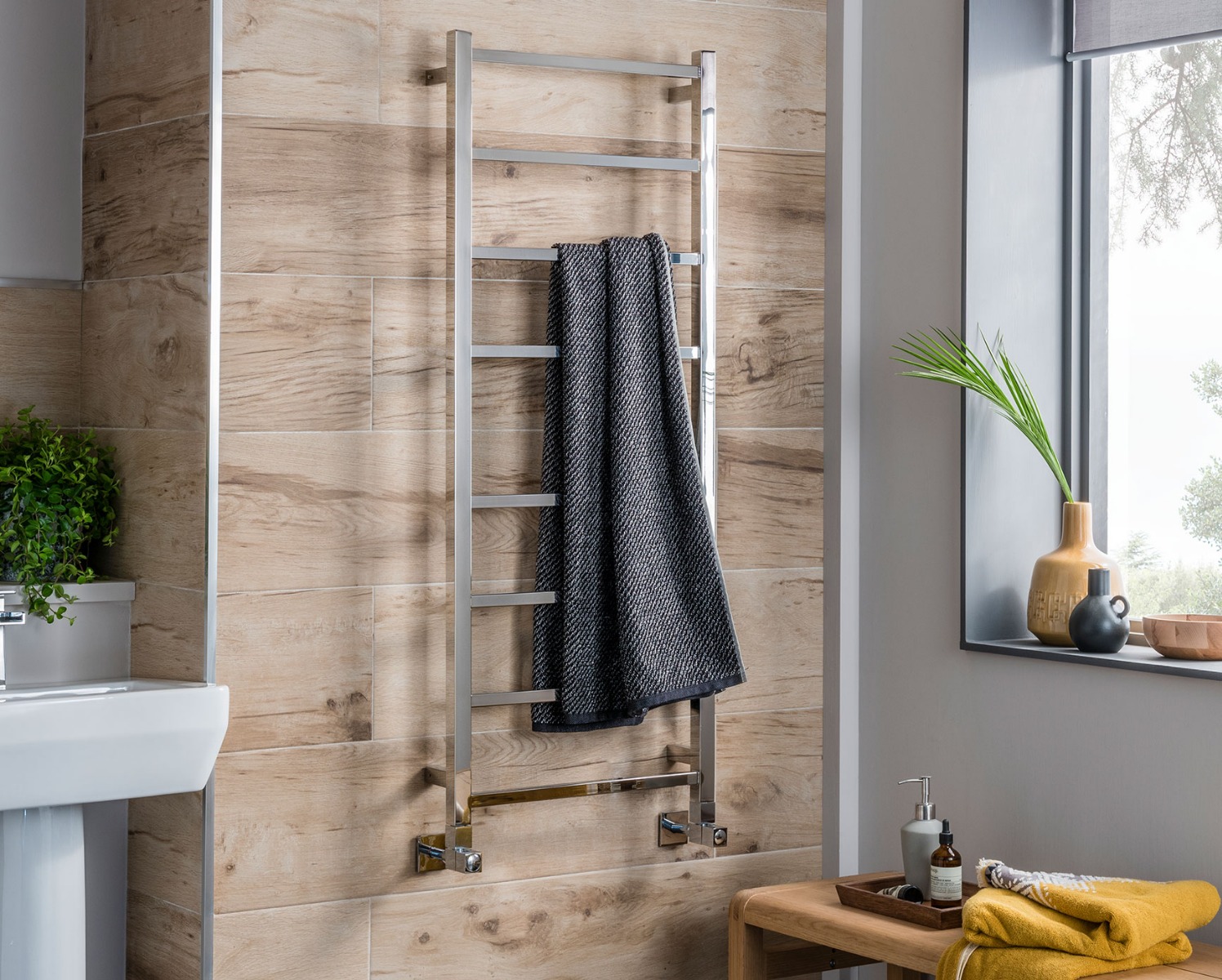 Contemporary Ideal Towel Rail Dual Energy -Polished Stainless Steel 1200x500