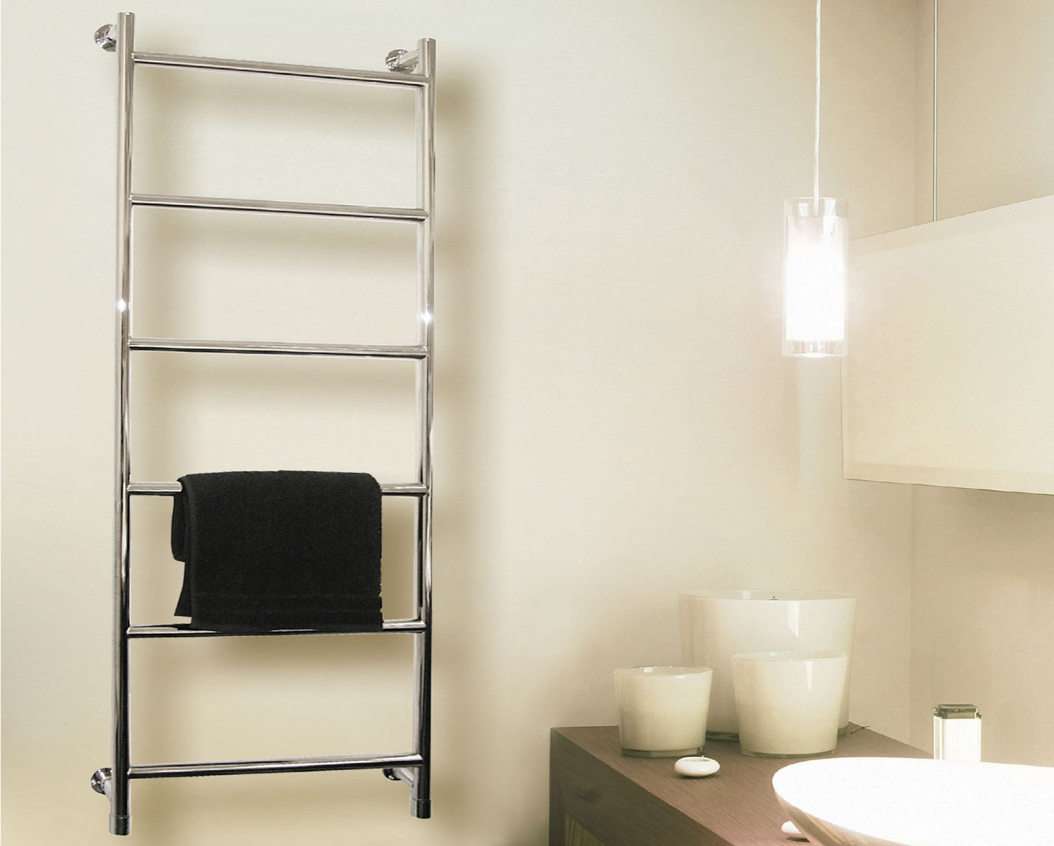 Contemporary Vivid Integral valve Towel Rail Heating-Chrome 700x500