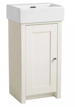 LANSDOWN 430 CLOAKROOM UNIT & BASIN - LINEN WHITE