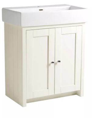 LANSDOWN 700 FREESTANDING UNIT & BASIN - LINEN WHITE