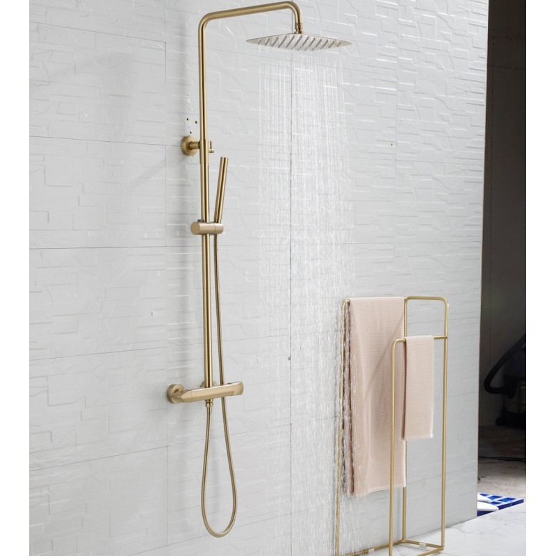 Luxury round thermostatic shower valve (2 option) with rigid riser rail kit - (A (LRTS11-BG)