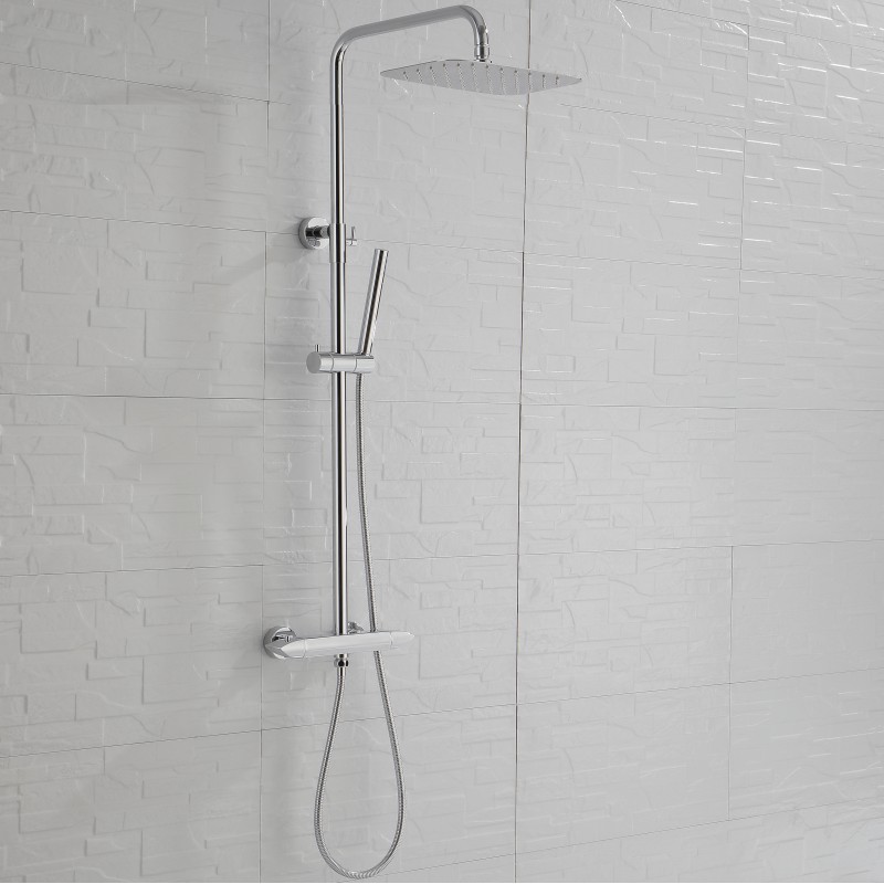 Luxury round thermostatic shower valve (2 option) with rigid riser rail kit - (A (LRTS11)