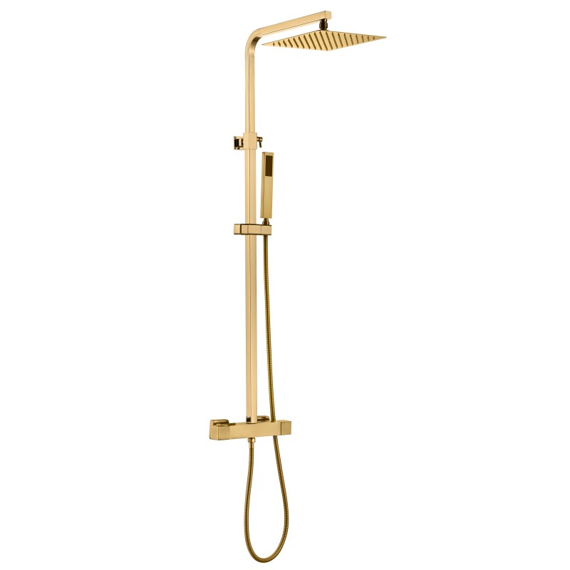 Luxury square thermostatic shower valve (2 option) with rigid riser rail kit - ( (LSTS12-BG)