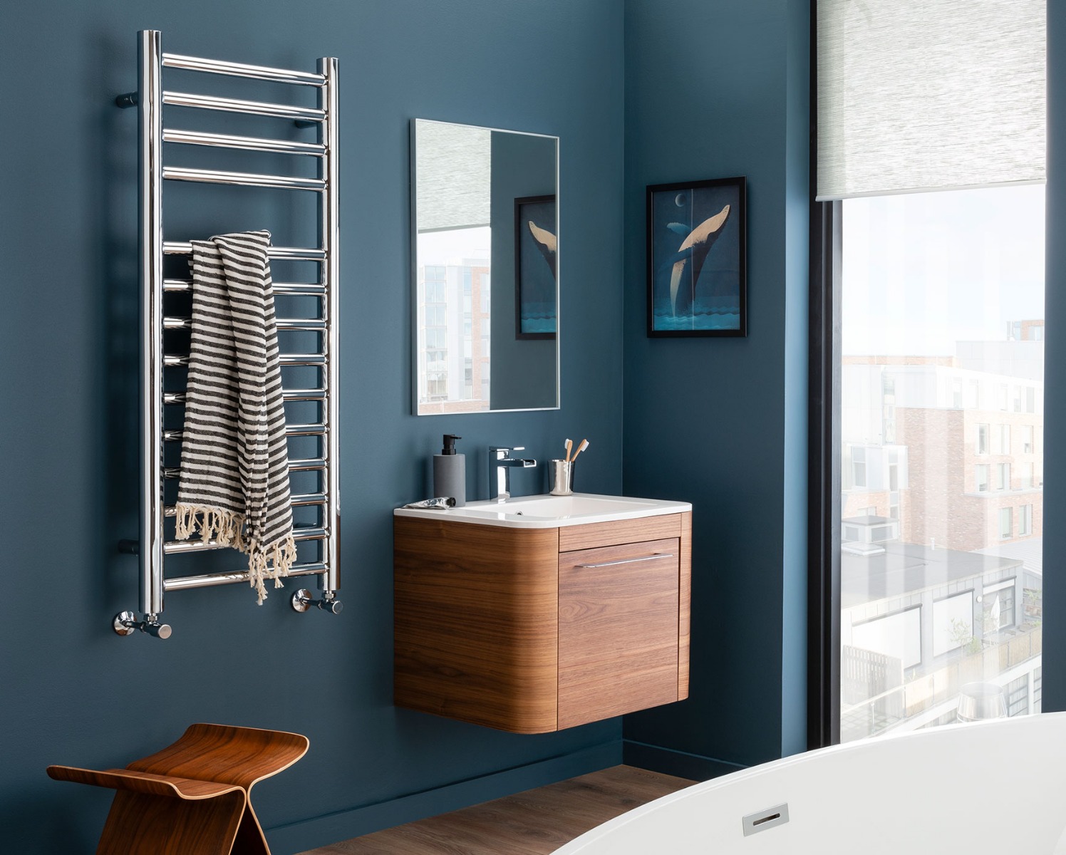 Contemporary Manttra V Towel Rail Electric Only - Chrome 1240x500