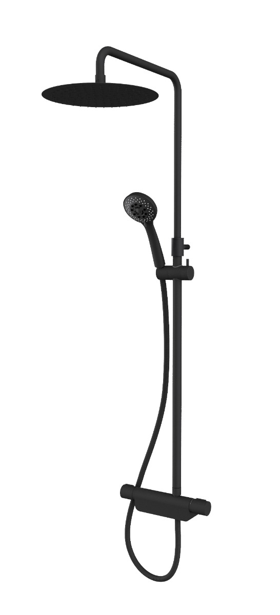 Aqualisa - Midas 220 Thermostatic Bar Valve with Fixed Head & Slide Rail Kit - Black